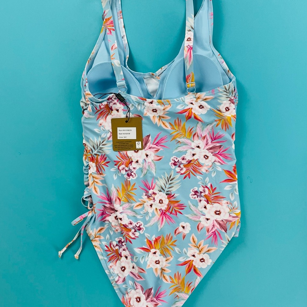 Nip Tuck Swim MultiCup Bra 1 Piece Bathing Suite Blue Floral Size 6 - Picture 2 of 3